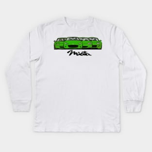 MX5 Miata Generations Green Kids Long Sleeve T-Shirt